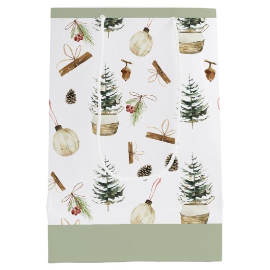 Eucalyptus eikels Kerstmis Medium Cadeauzakje (Achterkant)