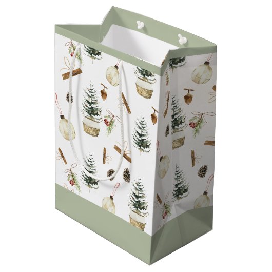 Eucalyptus eikels Kerstmis Medium Cadeauzakje (Achterkant Gekanteld)