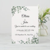 Eucalyptus Elegance Wedding Invitation Kaart (Staand voorkant)