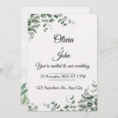 Eucalyptus Elegance Wedding Invitation Kaart (Voorkant / Achterkant)