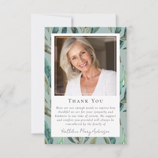 Eucalyptus Elegant Begrafenismonument Bedankkaart (Voorkant)