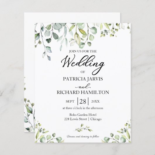 Eucalyptus Elegant budget Weddenschap (Voorkant / Achterkant)