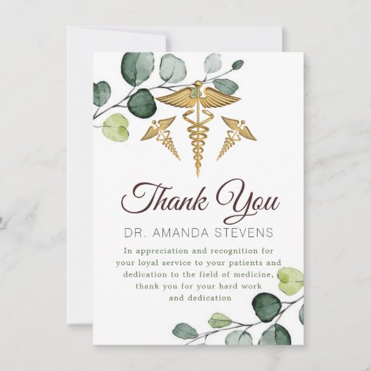 Eucalyptus Elegant Doctor | Verpleegkundige bedank Bedankkaart (Voorkant)