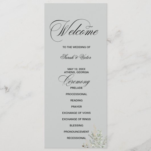 Eucalyptus Elegant double side program card Programmakaart (Voorkant)