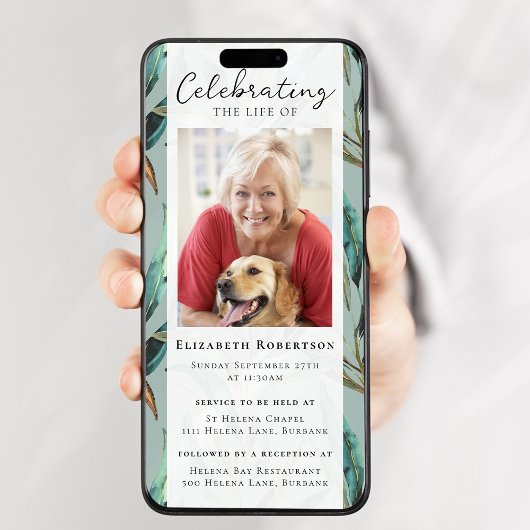 Eucalyptus Elegant Fotobegrafenis Digitale Editie Kaart