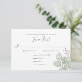 Eucalyptus Elegant Greenery Foliage Leaves RSVP Kaartje (Staand voorkant)