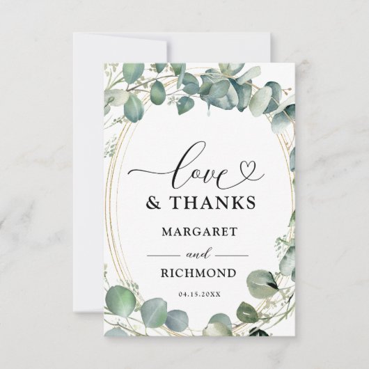 Eucalyptus Elegant Greenery Wedding Dank u kaart (Voorkant)