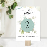 Eucalyptus Elegant Greenery Wedding, Green Table Kaart<br><div class="desc">Vervolledig uw tafeldécor met dit prachtige tabelnummer met de voortreffelijke waterverf Eucalyptus greenery, de delicate vlekken van de waterverf en de moderne handgeschreven kalligrafie. Mogelijkheid om zich aan te passen aan jouw namen en gebeurtenissen. NOTA: Gelieve te plaatsen een individuele orde voor "elk"lijstaantal u voor uw gebeurtenis wenst. (d.w.z. voor...</div>
