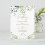 Eucalyptus Elegant Greenery Wedding Invitation Kaart (Staand voorkant)