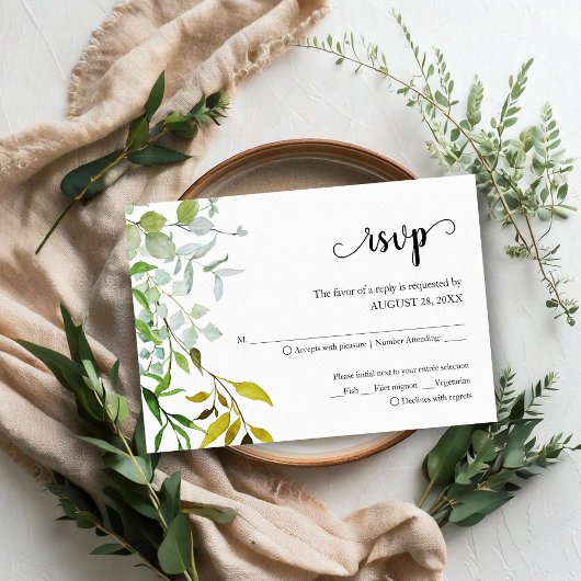 Eucalyptus Elegant Groen Bruiloft RSVP Kaart