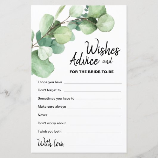 Eucalyptus Elegant Modern Bruiloft Wensen & Advies (Voorkant)