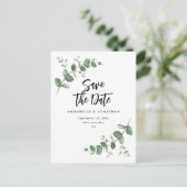 Eucalyptus elegant modern huwelijk met behoud van  briefkaart (Staand voorkant)