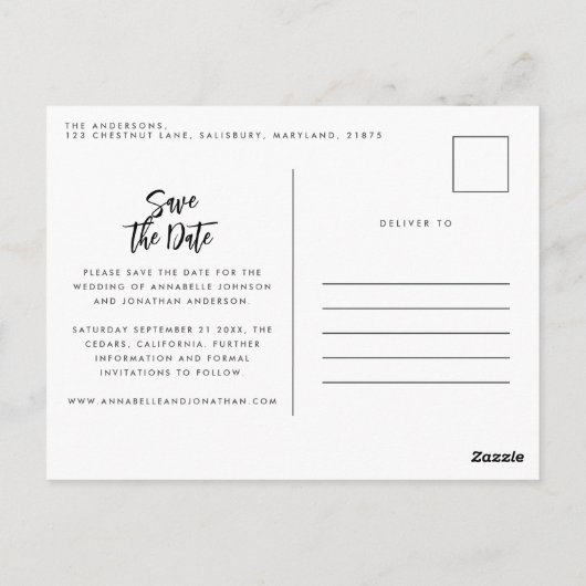 Eucalyptus elegant modern huwelijk met behoud van  briefkaart (Achterkant)