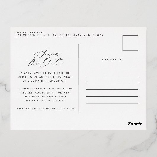 Eucalyptus elegant modern huwelijk met behoud van  folie feestdagen briefkaart (Achterkant)