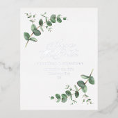 Eucalyptus elegant modern huwelijk met behoud van  folie feestdagen briefkaart (Voorkant)