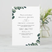 Eucalyptus Elegant Modern Rustic QR Code Wedding Kaart (Staand voorkant)