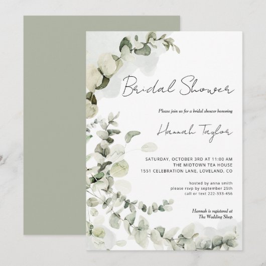 Eucalyptus Elegant modern Vrijgezellenfeest Kaart (Voorkant / Achterkant)