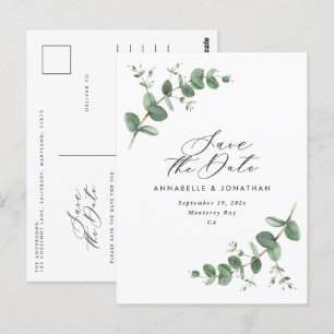 Eucalyptus elegant moderne bruiloft met behoud van briefkaart