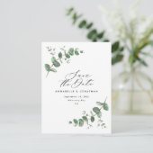 Eucalyptus elegant moderne bruiloft met behoud van briefkaart (Staand voorkant)