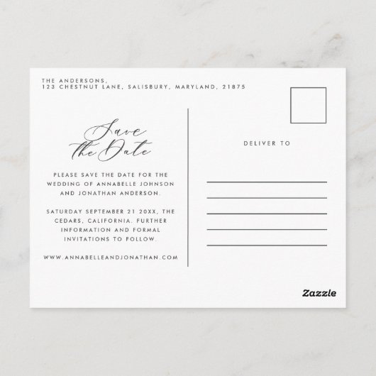 Eucalyptus elegant moderne bruiloft met behoud van briefkaart (Achterkant)