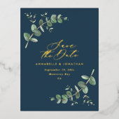 Eucalyptus elegant moderne bruiloft met behoud van folie feestdagen briefkaart (Voorkant)