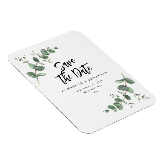 Eucalyptus elegant moderne bruiloft met behoud van magneet (Rechterzijde)