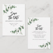 Eucalyptus elegant moderne bruiloft met behoud van notitiekaartje (Voorkant / Achterkant)