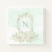 Eucalyptus Elegant Monogram Green Ivory Lijst Notitieboek (Achterkant)