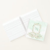 Eucalyptus Elegant Monogram Green Ivory Lijst Notitieboek (Binnen)