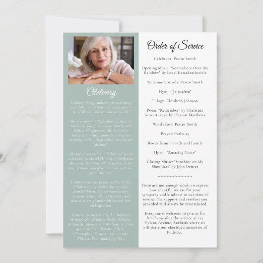 Eucalyptus Elegant Patroon Fotobegrafenisprogramma Kaart (Achterkant)