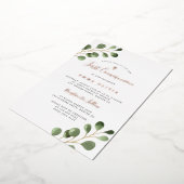 Eucalyptus elegant roos goud eerste Heilige Commun Folie Uitnodiging (Gedraaid)