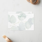 Eucalyptus Elegant Script Monogram Initialen Notitiekaartje (Voorkant / Achterkant in situ)