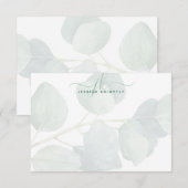 Eucalyptus Elegant Script Monogram Initialen Notitiekaartje (Voorkant / Achterkant)