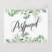 Eucalyptus & Elegant Script uitgesteld bruiloft Briefkaart (Voorkant)
