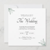 Eucalyptus Elegant Square Weddenschap Kaart (Voorkant)