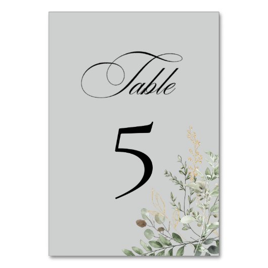 Eucalyptus Elegant Table Number Card Kaart (Voorkant)
