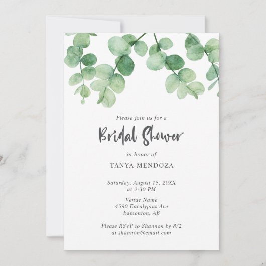 Eucalyptus Elegant Vrijgezellenfeest Kaart (Voorkant)