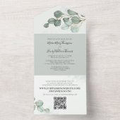 Eucalyptus Elegant Waterverf Foliage QR-code All In One Uitnodiging (Binnen)