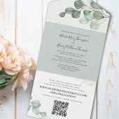 Eucalyptus Elegant Waterverf Foliage QR-code All In One Uitnodiging