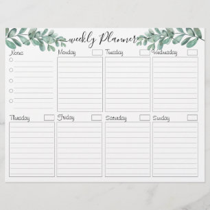 Eucalyptus Elegant Weekly Planner voor Kaart Flyer