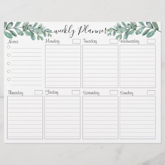 Eucalyptus Elegant Weekly Planner voor Kaart Flyer (Voorkant)