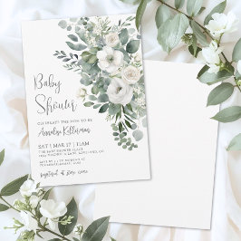 Eucalyptus Elegante Bloemen Baby Shower Kaart