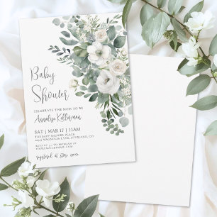 Eucalyptus Elegante Bloemen Baby Shower Kaart