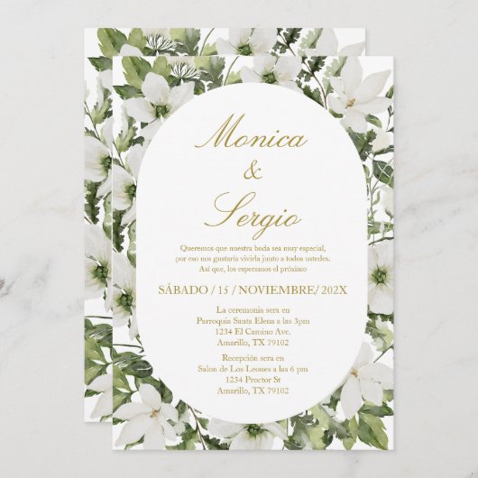 Eucalyptus Elegante bruiloft uitnodiging in het Sp (Voorkant / Achterkant)