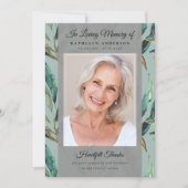 Eucalyptus Elegante Foto Keepsake Begrafenismonume Bedankkaart (Voorkant)