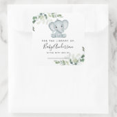 Eucalyptus Elephant Baby shower Bookplaat Vierkante Sticker (Tas)