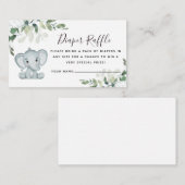 Eucalyptus Elephant Baby shower Diaper Raffel Informatiekaartje (Voorkant / Achterkant)