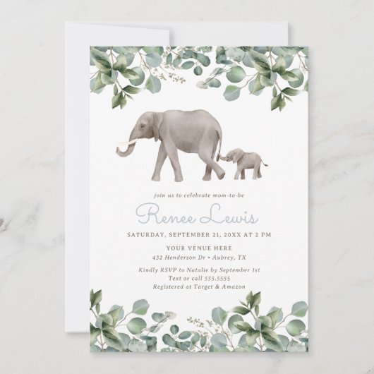 Eucalyptus Elephant Boy Baby shower Kaart (Voorkant)