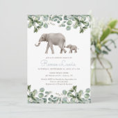 Eucalyptus Elephant Boy Baby shower Kaart (Staand voorkant)