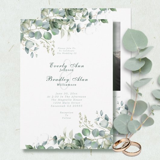 Eucalyptus Emerald Green Sage Waterverf QR-code Kaart